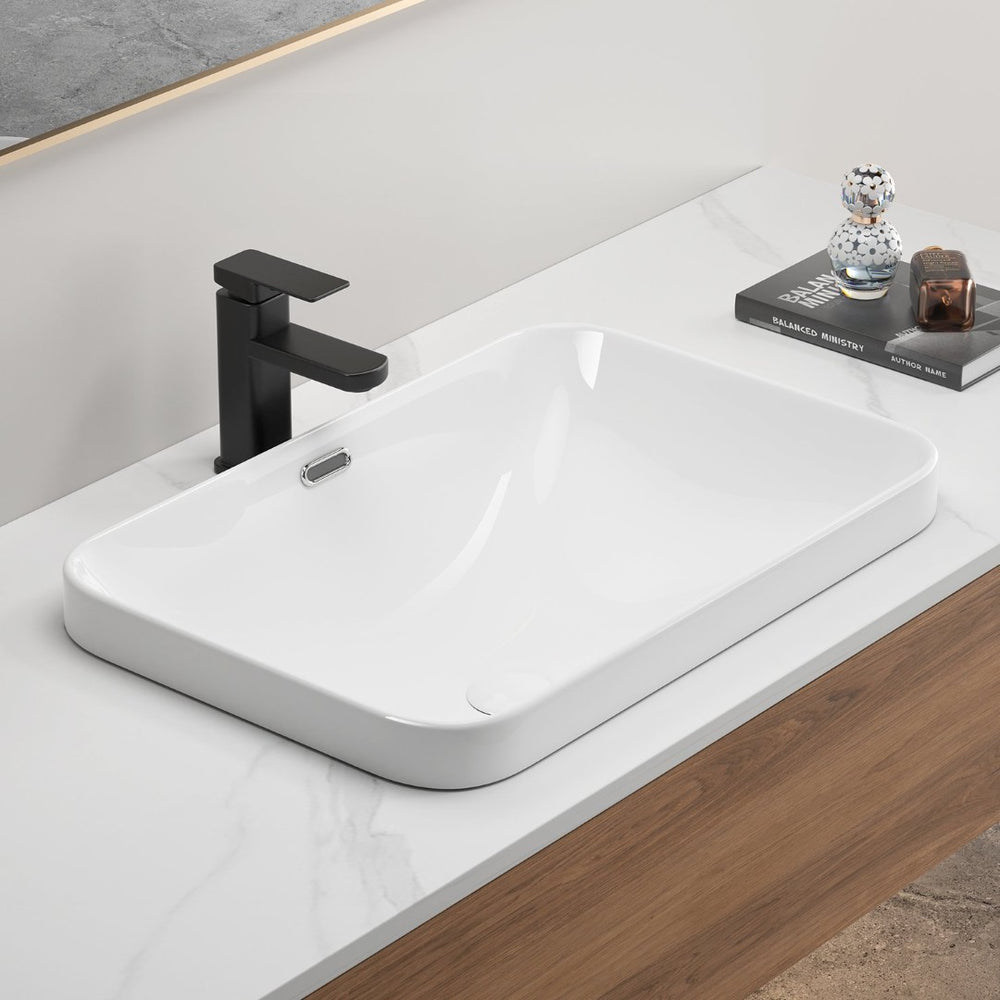 English Elm Ceramic Undermount Vanity Sink Glazed Porcelain Basin with Clean Flush Countertop Fit W3402P406915