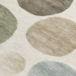 HomeRoots 5' Modern Geometric Washable Area Rug in Ivory, Fern Green & Teal - Perfect for Indoor/Outdoor Use 5' X 8' 630574