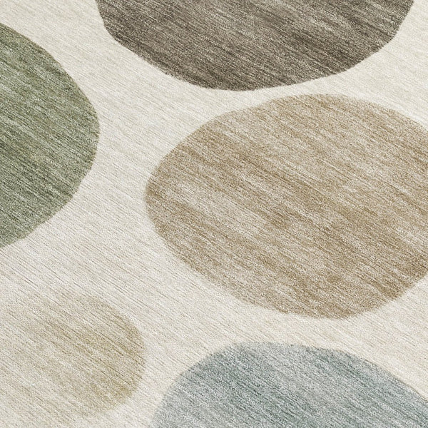 HomeRoots 5' Modern Geometric Washable Area Rug in Ivory, Fern Green & Teal - Perfect for Indoor/Outdoor Use 5' X 8' 630574