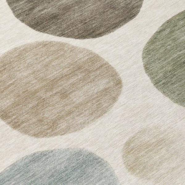 HomeRoots 5' Modern Geometric Washable Area Rug in Ivory, Fern Green & Teal - Perfect for Indoor/Outdoor Use 5' X 8' 630574