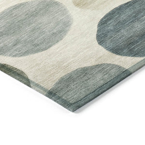HomeRoots 5' Modern Geometric Washable Area Rug in Ivory, Fern Green & Teal - Perfect for Indoor/Outdoor Use 10' X 14' 630578