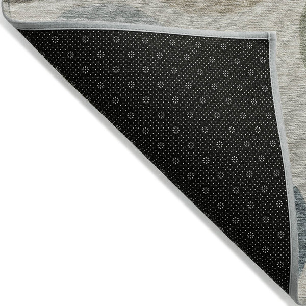 HomeRoots 5' Stylish Geometric Area Rug in Khaki, Fern Green & Teal for Indoor & Outdoor Spaces, Washable 8' Round 630581