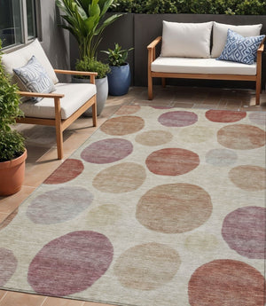 HomeRoots 5' Salmon Ivory and Mauve Geometric Washable Rug - Stylish Indoor Outdoor Accent for Any Space 5' X 8' 630586