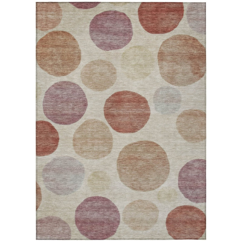 HomeRoots 5' Salmon Ivory and Mauve Geometric Washable Rug - Stylish Indoor Outdoor Accent for Any Space 5' X 8' 630586
