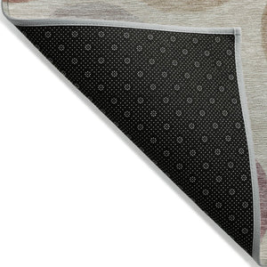 HomeRoots 5' Salmon Ivory and Mauve Geometric Washable Rug - Stylish Indoor Outdoor Accent for Any Space 8' Round 630587