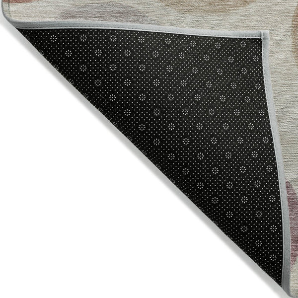 HomeRoots 5' Salmon Ivory and Mauve Geometric Washable Rug - Stylish Indoor Outdoor Accent for Any Space 8' Round 630587