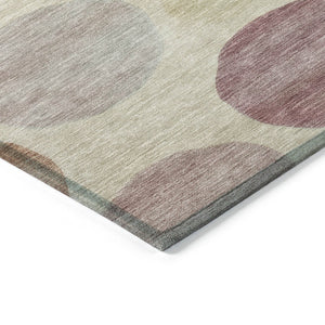 HomeRoots 5' Salmon Ivory and Mauve Geometric Washable Rug - Stylish Indoor Outdoor Accent for Any Space 8' Round 630587