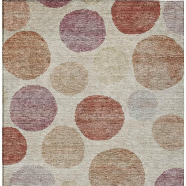 HomeRoots 5' Salmon Ivory and Mauve Geometric Washable Rug - Stylish Indoor Outdoor Accent for Any Space 8' X 10' 630588