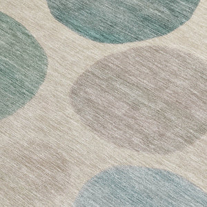 HomeRoots 5' Modern Geometric Area Rug in Teal Blue, Ivory, and Pale Aqua – Washable Indoor/Outdoor Design 9' X 12' 630595