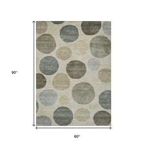 HomeRoots 5' Stylish Taupe Beige and Ivory Geometric Area Rug - Durable, Washable for Indoor and Outdoor Use 5' X 8' 630598