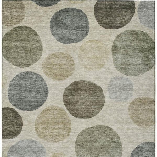 HomeRoots 5' Stylish Taupe Beige and Ivory Geometric Area Rug - Durable, Washable for Indoor and Outdoor Use 5' X 8' 630598