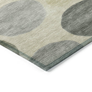 HomeRoots 5' Stylish Taupe Beige and Ivory Geometric Area Rug - Durable, Washable for Indoor and Outdoor Use 8' Round 630599