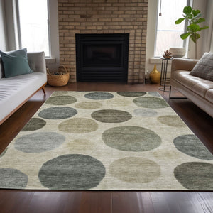 HomeRoots 5' Stylish Taupe Beige and Ivory Geometric Area Rug - Durable, Washable for Indoor and Outdoor Use 8' X 10' 630600