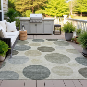 HomeRoots 5' Stylish Taupe Beige and Ivory Geometric Area Rug - Durable, Washable for Indoor and Outdoor Use 9' X 12' 630601