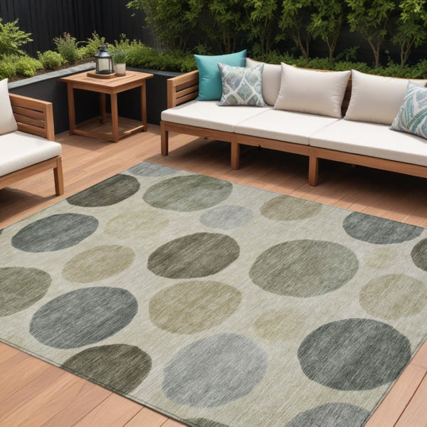 HomeRoots 5' Stylish Taupe Beige and Ivory Geometric Area Rug - Durable, Washable for Indoor and Outdoor Use 10' X 14' 630602