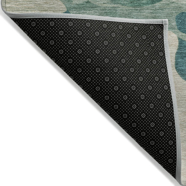 HomeRoots 5' Abstract Teal Blue, Ivory & Beige Washable Area Rug for Indoor/Outdoor Spaces - Stylish & Durable 10' X 14' 630614