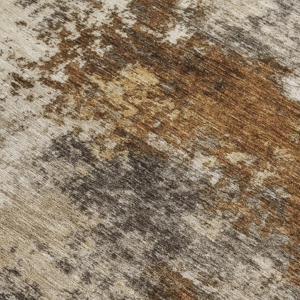 HomeRoots 5' Modern Brown and Beige Abstract Washable Area Rug for Indoor and Outdoor High-Traffic Spaces 5' X 8' 630616