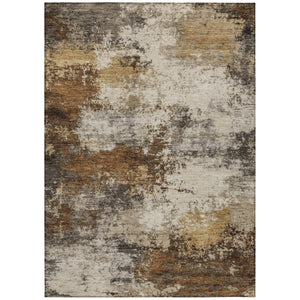 HomeRoots 5' Modern Brown and Beige Abstract Washable Area Rug for Indoor and Outdoor High-Traffic Spaces 5' X 8' 630616