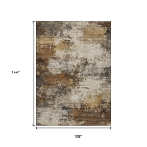 HomeRoots 5' Modern Brown and Beige Abstract Washable Area Rug for Indoor and Outdoor High-Traffic Spaces 9' X 12' 630619