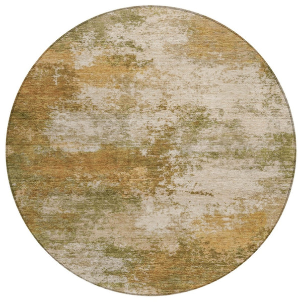 HomeRoots 5' Copper and Ivory Abstract Area Rug - Stylish, Washable, Indoor-Outdoor Design for Any Space 8' Round 630623