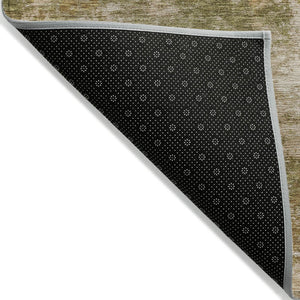 HomeRoots 5' Copper and Ivory Abstract Area Rug - Stylish, Washable, Indoor-Outdoor Design for Any Space 8' Round 630623