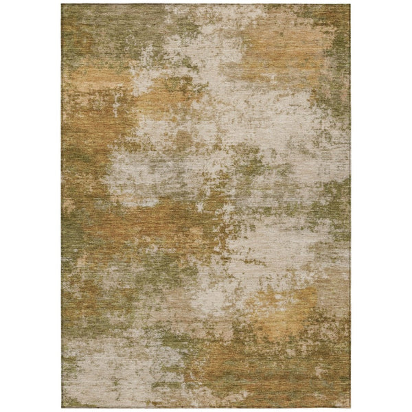 HomeRoots 5' Copper and Ivory Abstract Area Rug - Stylish, Washable, Indoor-Outdoor Design for Any Space 8' X 10' 630624