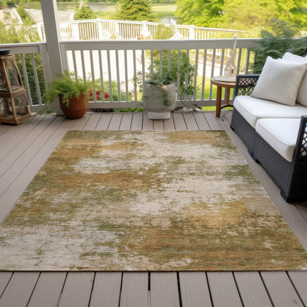 HomeRoots 5' Copper and Ivory Abstract Area Rug - Stylish, Washable, Indoor-Outdoor Design for Any Space 8' X 10' 630624