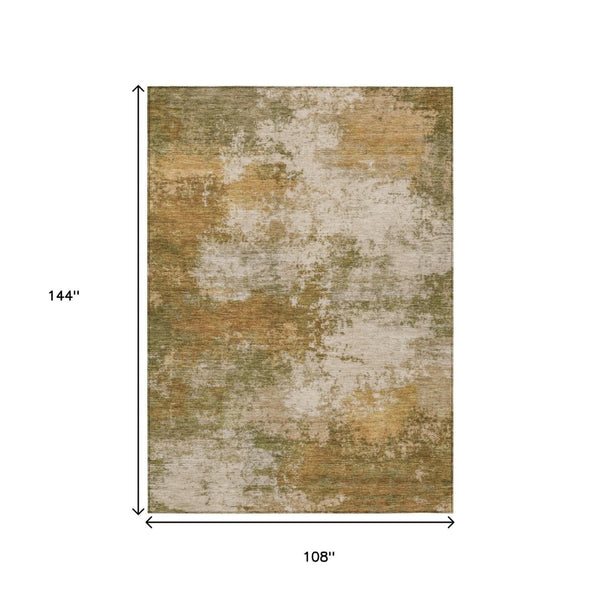 HomeRoots 5' Copper and Ivory Abstract Area Rug - Stylish, Washable, Indoor-Outdoor Design for Any Space 9' X 12' 630625