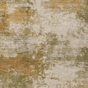 HomeRoots 5' Copper and Ivory Abstract Area Rug - Stylish, Washable, Indoor-Outdoor Design for Any Space 9' X 12' 630625