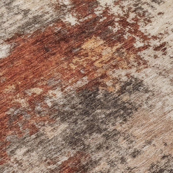 HomeRoots 5' Abstract Rust and Beige Area Rug - Durable, Washable Indoor/Outdoor Design for All Spaces 5' X 8' 630628