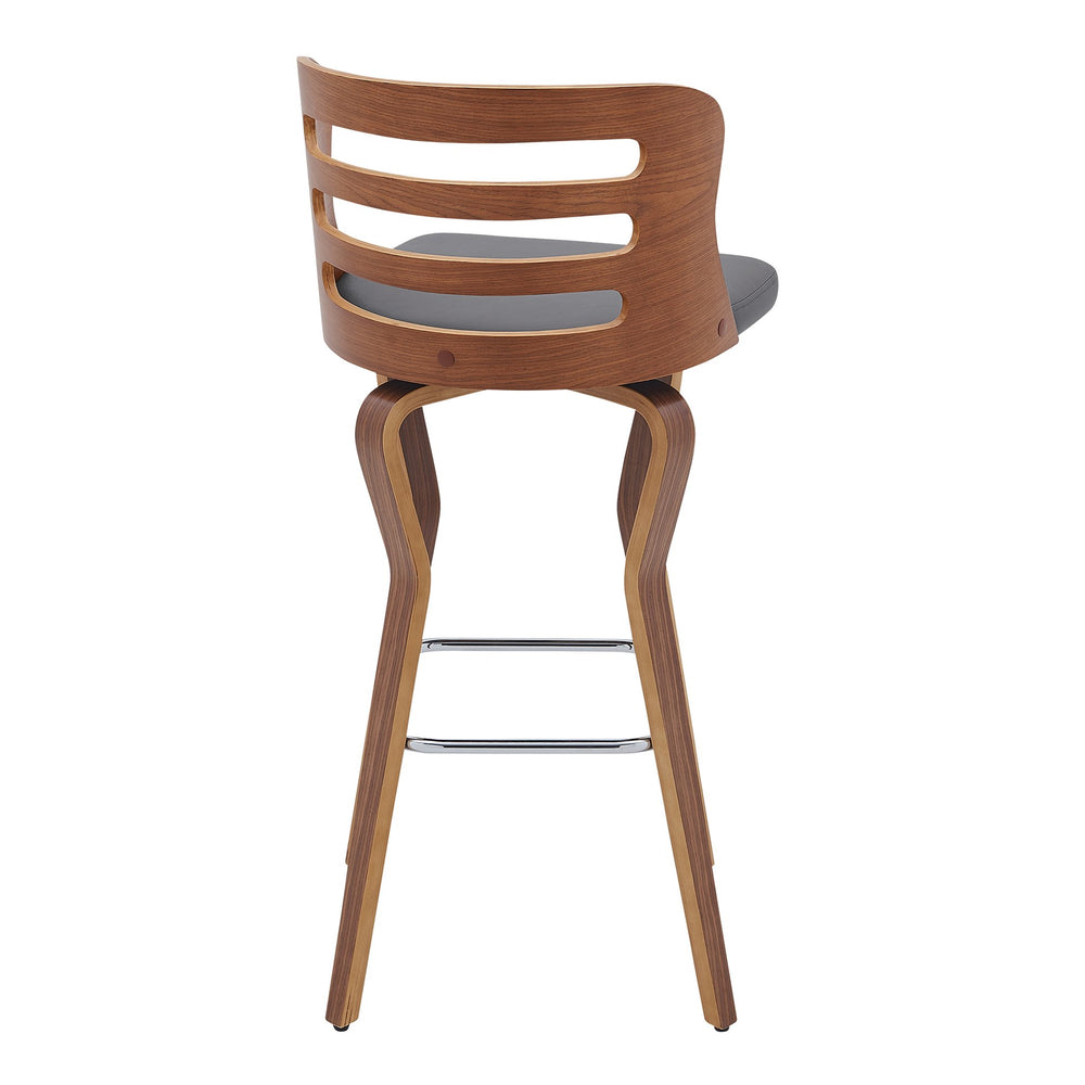 English Elm Lusera 30" Swivel Bar Stool - Gray Faux Leather & Walnut Wood - Contemporary Comfort & Style B2736P268524