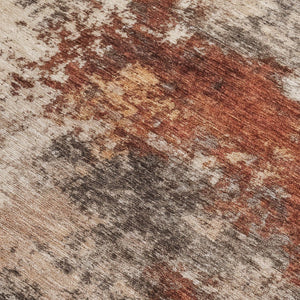 HomeRoots 5' Abstract Rust and Beige Area Rug - Durable, Washable Indoor/Outdoor Design for All Spaces 8' X 10' 630630