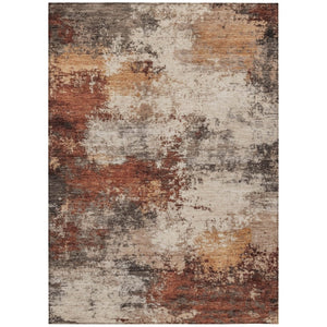 HomeRoots 5' Abstract Rust and Beige Area Rug - Durable, Washable Indoor/Outdoor Design for All Spaces 8' X 10' 630630