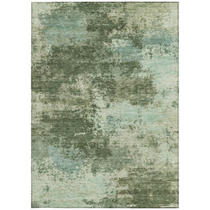 HomeRoots 5' Artichoke Green and Aqua Abstract Area Rug – Stylish, Washable, Indoor-Outdoor Design for Any Space 5' X 8' 630634