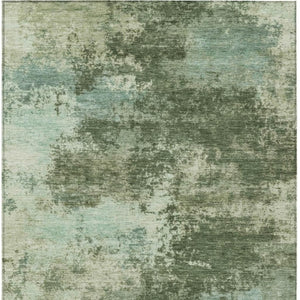 HomeRoots 5' Artichoke Green and Aqua Abstract Area Rug – Stylish, Washable, Indoor-Outdoor Design for Any Space 8' X 10' 630636