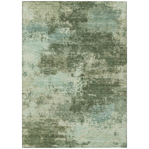 HomeRoots 5' Artichoke Green and Aqua Abstract Area Rug – Stylish, Washable, Indoor-Outdoor Design for Any Space 8' X 10' 630636