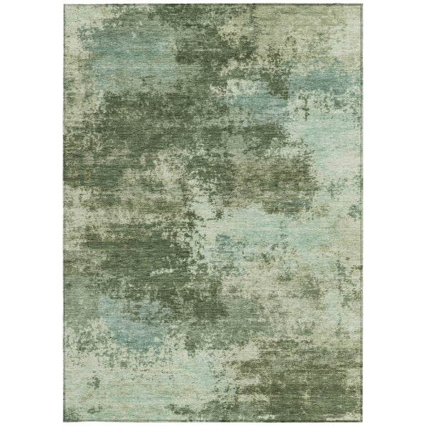 HomeRoots 5' Artichoke Green and Aqua Abstract Area Rug – Stylish, Washable, Indoor-Outdoor Design for Any Space 10' X 14' 630638