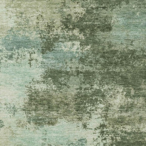 HomeRoots 5' Artichoke Green and Aqua Abstract Area Rug – Stylish, Washable, Indoor-Outdoor Design for Any Space 10' X 14' 630638