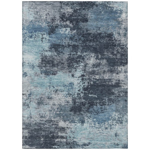 HomeRoots 5' Blue and Ivory Abstract Area Rug - Durable, Machine Washable for Indoor and Outdoor Spaces 8' X 10' 630642