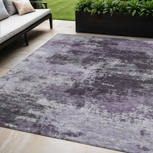 HomeRoots 5' Purple and Ivory Abstract Washable Area Rug - Stylish, Durable, Indoor/Outdoor Perfect for Any Space 5' X 8' 630646