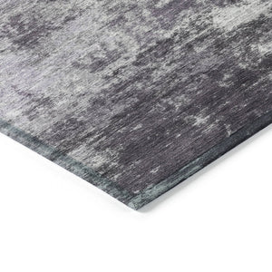 HomeRoots 5' Purple and Ivory Abstract Washable Area Rug - Stylish, Durable, Indoor/Outdoor Perfect for Any Space 8' Round 630647