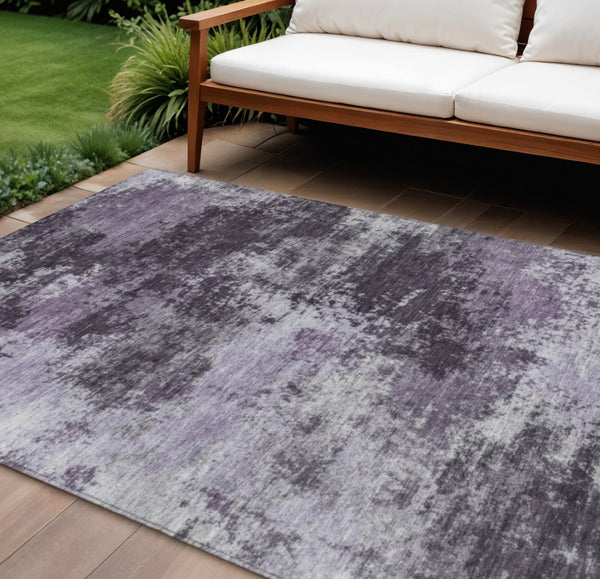 HomeRoots 5' Purple and Ivory Abstract Washable Area Rug - Stylish, Durable, Indoor/Outdoor Perfect for Any Space 8' X 10' 630648