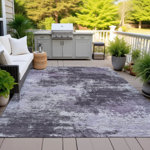 HomeRoots 5' Purple and Ivory Abstract Washable Area Rug - Stylish, Durable, Indoor/Outdoor Perfect for Any Space 8' X 10' 630648