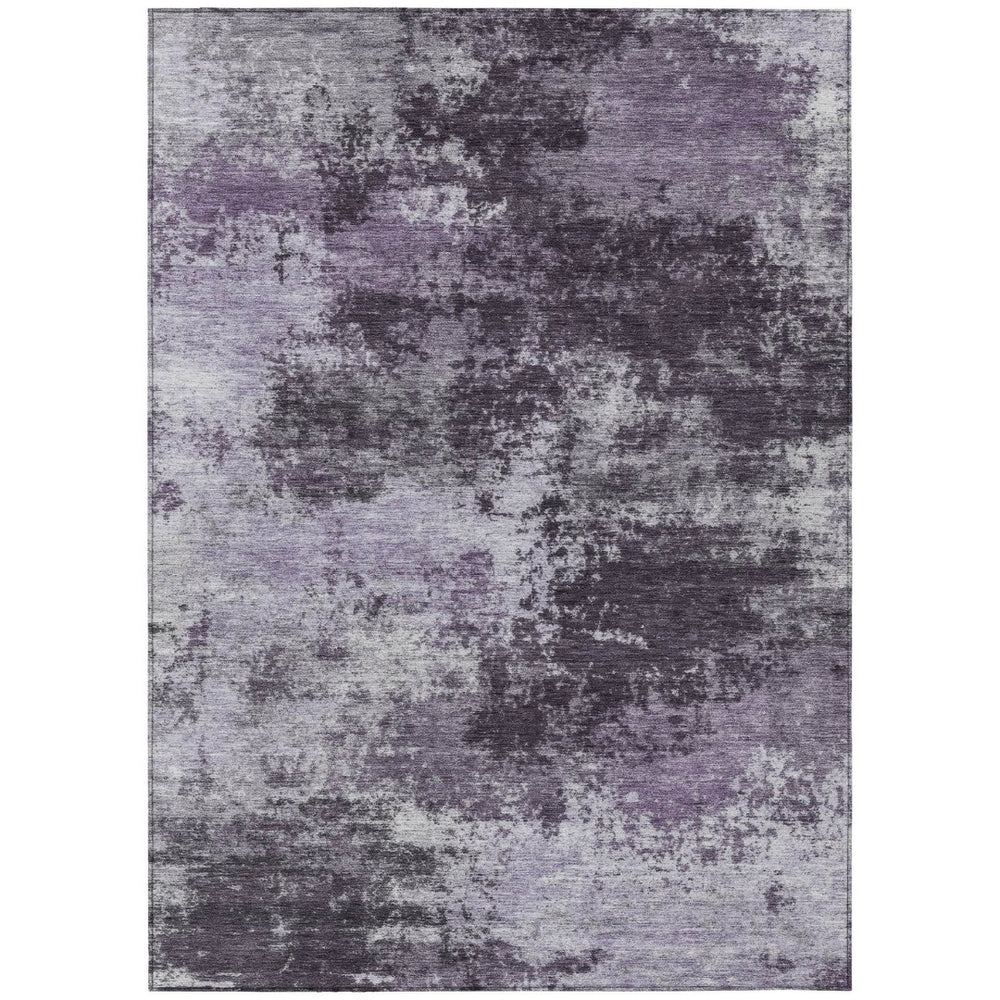 HomeRoots 5' Purple and Ivory Abstract Washable Area Rug - Stylish, Durable, Indoor/Outdoor Perfect for Any Space 8' X 10' 630648