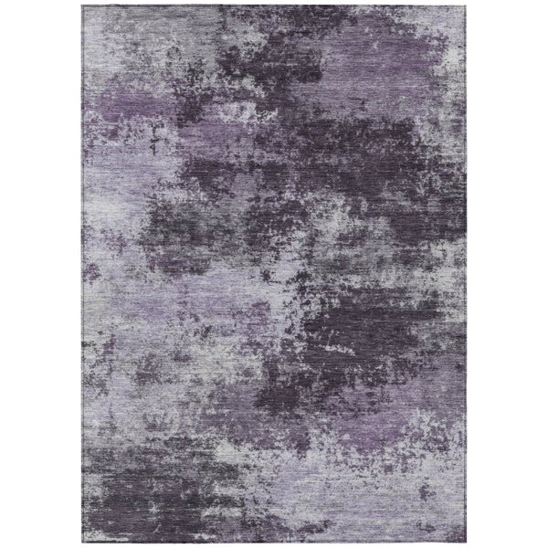 HomeRoots 5' Purple and Ivory Abstract Washable Area Rug - Stylish, Durable, Indoor/Outdoor Perfect for Any Space 8' X 10' 630648