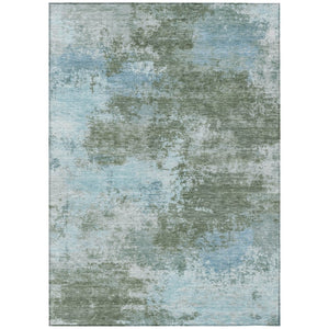 HomeRoots 5' Contemporary Abstract Area Rug in Sage and Denim Blue - Durable, Washable for Indoor & Outdoor Use 5' X 8' 630652
