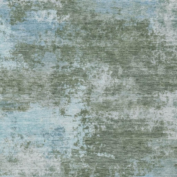HomeRoots 5' Contemporary Abstract Area Rug in Sage and Denim Blue - Durable, Washable for Indoor & Outdoor Use 5' X 8' 630652