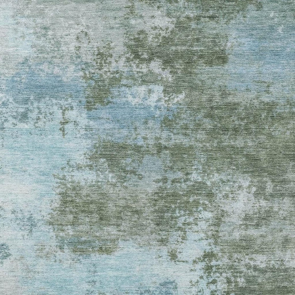 HomeRoots 5' Contemporary Abstract Area Rug in Sage and Denim Blue - Durable, Washable for Indoor & Outdoor Use 8' X 10' 630654