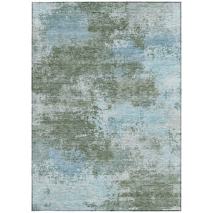 HomeRoots 5' Contemporary Abstract Area Rug in Sage and Denim Blue - Durable, Washable for Indoor & Outdoor Use 10' X 14' 630656