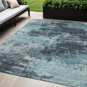 HomeRoots 5' Vibrant Teal and Navy Abstract Area Rug – Durable, Washable, Ideal for Indoor and Outdoor Spaces 5' X 8' 630658